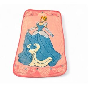 Vintage Disney Cinderella Blanket 45x30 Pink‎ Blue Princess Throw Kids Plush
